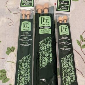 Hand Crafted Bamboo Knitting Needles Set Of Three, 14,13 & 9" New.